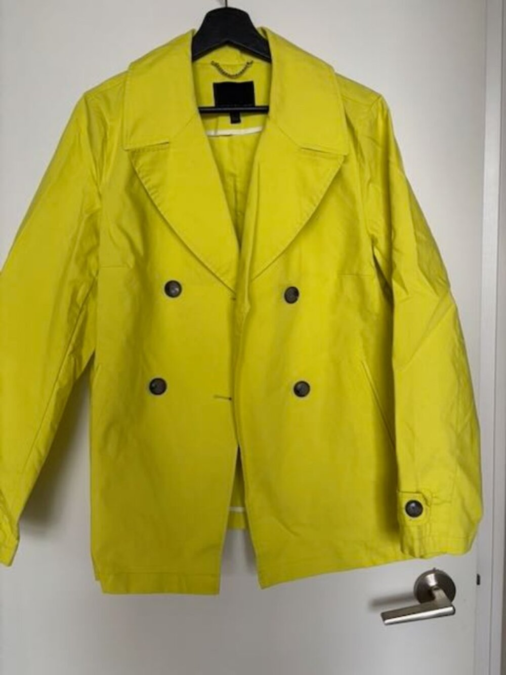 Banana Republic neon yellow double-breasted short trench jacket womens L